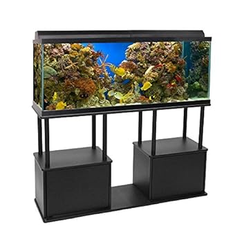 Aquatic Fundamentals Black Aquarium Stand with Shelf  for 55 Gallon Tanks 145 IN